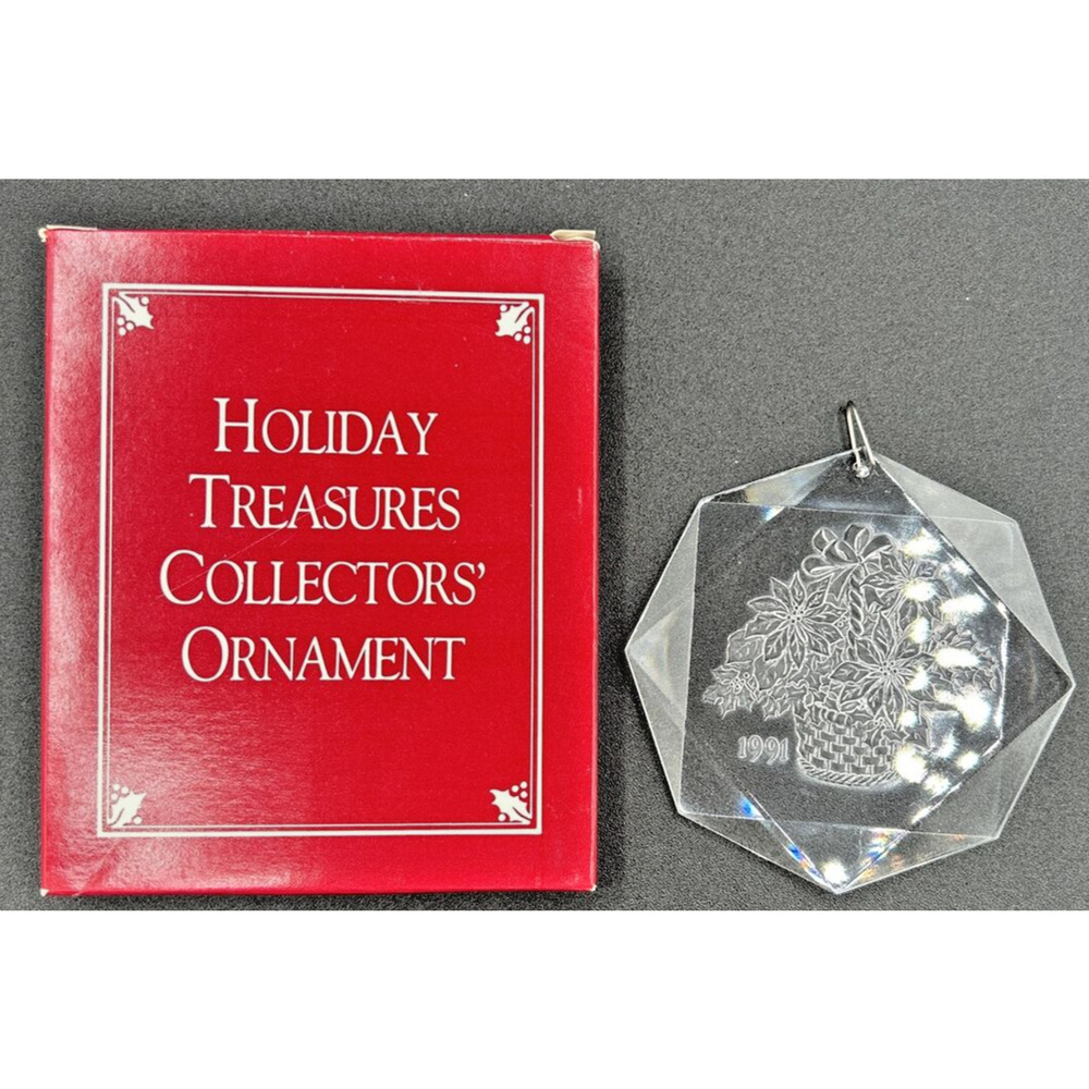 1991 Christmas‎ Treasures "Poinsettia" Collectors' Acrylic Ornament SKU U232